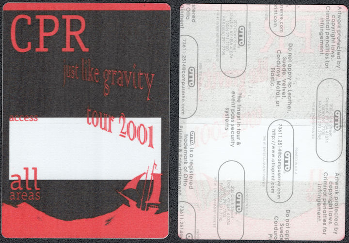 ##MUSICBP1829  - CPR (Crosby, Pevar, and Raymond) OTTO Cloth Access All Areas Pass from the 2001 Just Like Gravity Tour - David Crosby - Black Version