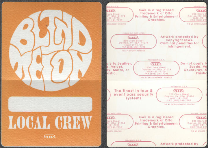 ##MUSICBP2132 - Rare Blind Melon OTTO Cloth Local Crew Pass from the 1993-94 Self Titled Tour