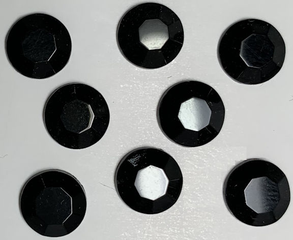 #BEADS0908 - Group of Twelve 9mm Jet Black Glass Rauten Roses