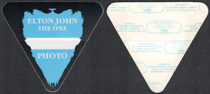 ##MUSICBP1274 - Triangular Elton John OTTO Cloth Backstage Pass from the 1992 The One Tour