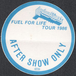 ##MUSICBP1289  - 1986 Judas Priest OTTO Cloth Backstage After Show Pass from the Fuel for Life Tour
