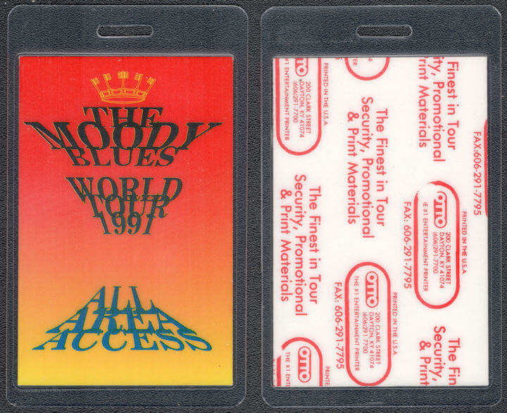 ##MUSICBP1313  - 1991 Moody Blues Laminated Backstage Pass from the World Tour