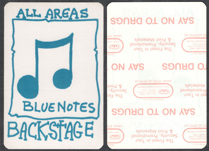 ##MUSICBP1325  - Blue Notes OTTO Cloth Backstage All Areas Pass from the Neil Young 1988 This Note's For You Tour