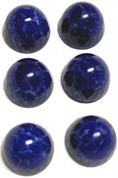 #BEADS1025 - Group of 6 11mm Cobalt Blue/White Matrix High Domed Glass Cabochons