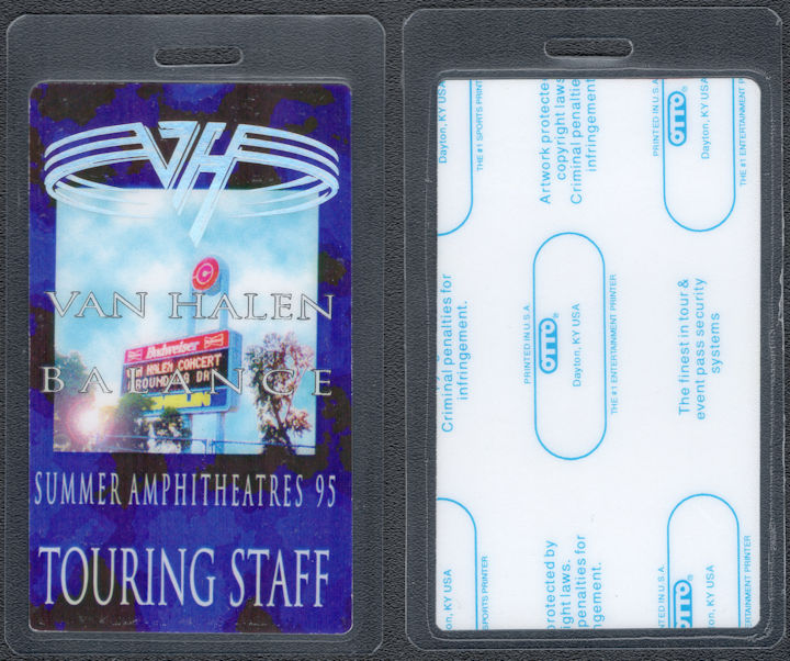 ##MUSICBP1882 - 1995 Van Halen OTTO Touring Staff Backstage Pass from the "Balance" Tour - Summer Amphitheatres