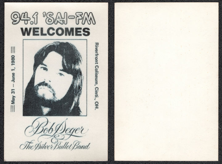##MUSICBP1240 - Bob Seger and The Silver Bullet Band OTTO Cloth Radio Pass from the 1980 Against the Wind Tour