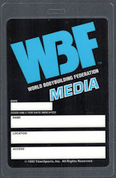 ##MUSICBP1567 - 2nd Annual WBF World Bodybuilding Federation OTTO Laminated Media Pass 1992 - Vince McMahon