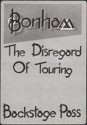 ##MUSICBP0681 - Bonham OTTO Cloth Backstage Pass from the 1989 Diregard of Timekeeping Tour