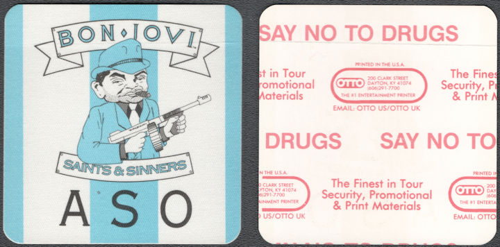 ##MUSICBP1447  - Bon Jovi Cloth OTTO Backstage Pass from 1988-1989 Saints and Sinners Tour