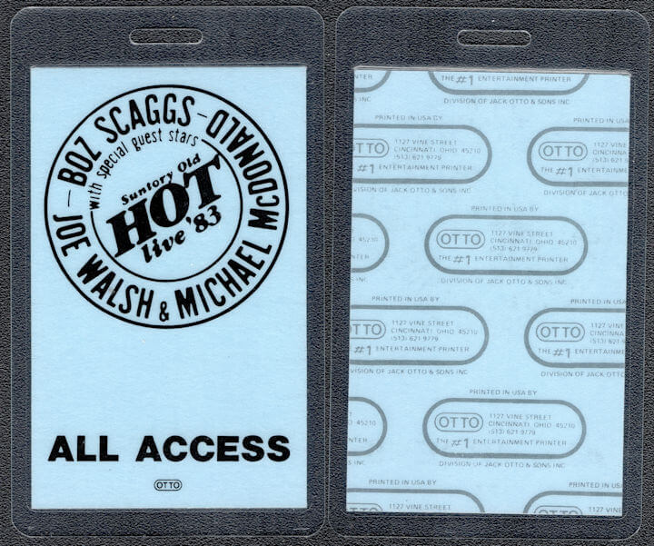 ##MUSICBP0532 - 1983 Backstage Pass for Old Suntory Whiskey Sponsored Concert with Boz Scaggs, Joe Walsh, and Michael McDonald