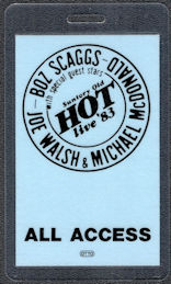 ##MUSICBP0532 - 1983 Backstage Pass for Old Suntory Whiskey Sponsored Concert with Boz Scaggs, Joe Walsh, and Michael McDonald