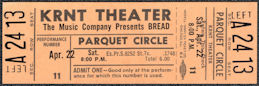 ##MUSICBPT0051 - 1972 Bread Ticket from the KRNT Theater
