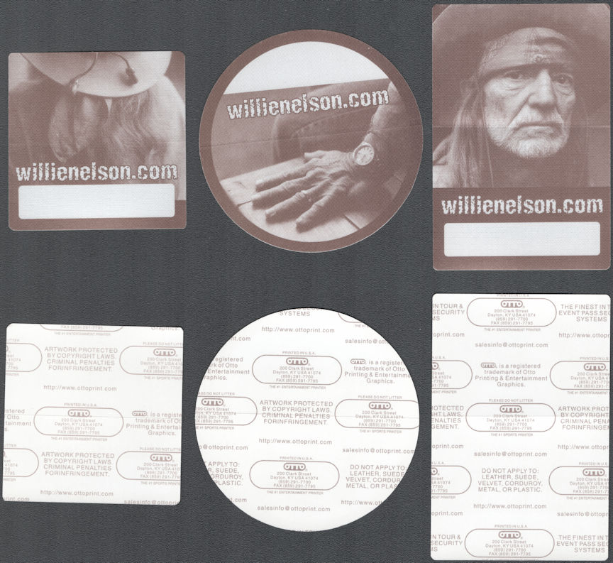 ##MUSICBP2026 - 3 Different Sepia Colored Willie Nelson OTTO Backstage Pass from the Spirit Tour in 1996