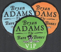 ##MUSICBP0949  - Group of 3 different 2009-2010 Bryan Adams The Bare Bones OTTO Cloth VIP Backstage Pass