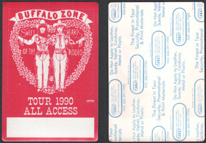##MUSICBP0966 - Sweet Hearts of the Rodeo Cloth All Access Pass from the 1990 Buffalo Zone Tour