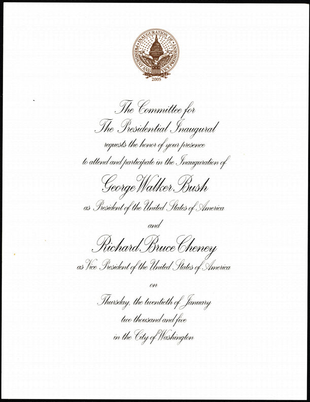 #PL087 - George Walker Bush/Richard Bruce Cheney Inauguration Invitation