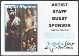 ##MUSICBP1456 - Busta Rhymes Cloth OTTO Backstage Pass from the 2005 Tour - Miri Ben-Ari, All Mighty Senators