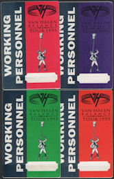 ##MUSICBP0789 - Group of 4 Different Colored Van Halen OTTO Cloth Working Personnel Pass from the 1995 Balance Tour