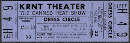 ##MUSICBPT0048 - 1969 Canned Heat Ticket from the KRNT Theater