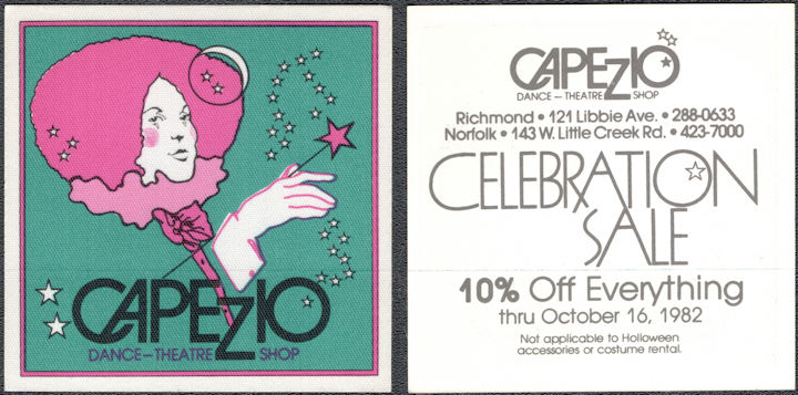 ##MUSICBP1778 - 1982 Capezio Dance - Theatre Shop OTTO Cloth Giveaway Sale Patch