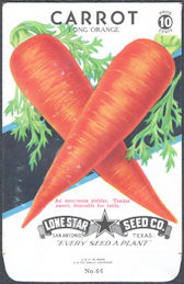 #CE054.1 - Brilliantly Colored Carrot Long Orange Lone Star 10¢ Seed Pack - As Low As 50¢ each