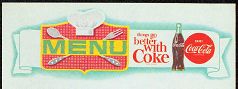 #CC053 - Coca Cola Menu Sheet with Bottle and Utensils