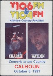 ##MUSICBP1872 - Charlie Daniels and Waylon Jennings OTTO Cloth Radio Pass from the 1991 Concerts in the Country Show