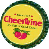 #BF049 - Group of 10 Very Colorful Cheerwine Plastic Lined Picture Soda Caps