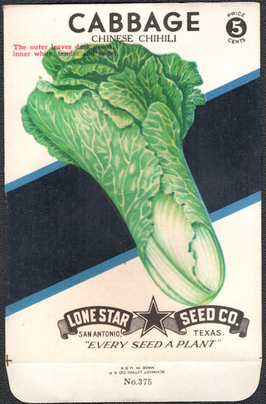 #CE053 - Chinese Chihili Cabbage Lone Star 5¢ Seed Pack - As Low As 50¢ each