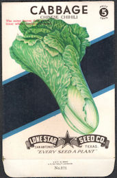 #CE053 - Chinese Chihili Cabbage Lone Star 5¢ Seed Pack - As Low As 50¢ each