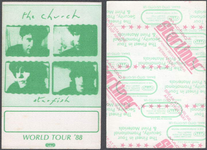 ##MUSICBP2168 - Rare The Church OTTO Cloth Backstage Pass from the 1988 Starfish Tour