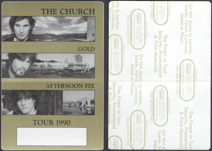 ##MUSICBP1867  - The Church OTTO Cloth Backstage Pass from the 1990 Gold Afternoon Fix Tour