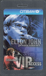 ##MUSICBP1968 - Rare 1998 Elton John Citibank OTTO Laminated Backstage Pass from the concert at "Avery Fisher Hall"