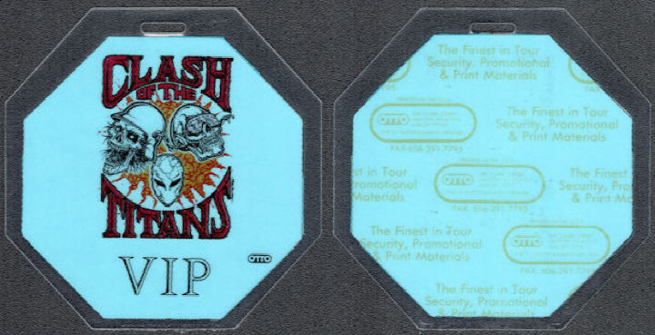 ##MUSICBP1066 - 1990 Clash of the Titans OTTO Laminated VIP Backstage Pass - Megadeth, Slayer, Alice in Chains, Anthrax