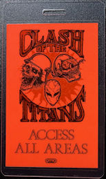 ##MUSICBP1343  - Rare Day Glow Orange Clash of the Titans Laminated OTTO Backstage pass from the 1990 tour - Slayer, Megadeth, Testament, Suicidal Tendencies