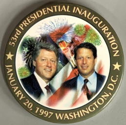 #PL437 - Clinton and Gore Jugate Inauguration Pinback - Fireworks