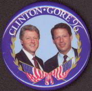 #PL206 - Clinton Gore Pictorial Pinback with Flags