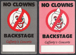 ##MUSICBP1215 -  Pair of No Clowns OTTO Cloth Backstage Pass Cafferty's Concerts - Van Halen