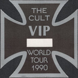##MUSICBP0839 - Unusual "The Cult" VIP OTTO Cloth Backstage Pass from the 1990 World Tour - Diecut into an Iron Cross Shape