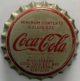 #BF226 - Uncommon Coca Cola Cork Lined Soda Bottle Cap from Middlesboro, KY