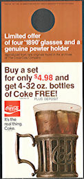 #CC183 - Group of 12 Coca Cola Bottle Hanger with "It's the Real Thing" ad for Pewter Mugs and Free Coke