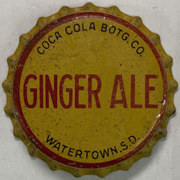 #BF304 - Very Rare Early Cork Lined Coca Cola Ginger Ale Bottle Cap - Waterstown, SD