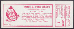 #TY868 - James M. Cole Circus Complimentary Ticket - Clown
