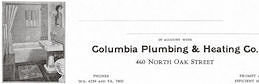 #UPaper192 - Group of 4 Columbia Plumbing and Heating Letterhead - Old Time Bathroom Pictured