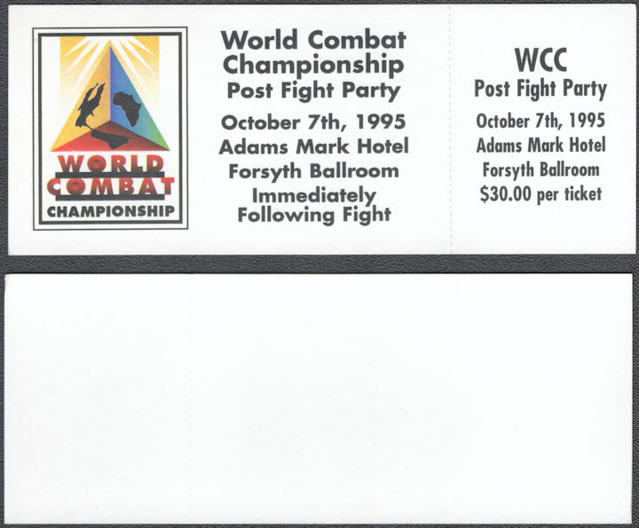 ##MUSICBPT0066 - 1995 World Combat Championship Post Fight Party Ticket at Adams Mark Hotel