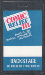 ##MUSICBP1126 -  Comic Relief III OTTO Laminated Backstage Pass from Universal Amphitheatre in Los Angeles in 1989