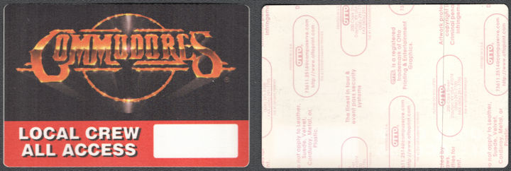 ##MUSICBP1470  - Commodores OTTO Cloth Local Crew All Access Pass from a late 1990's Tour