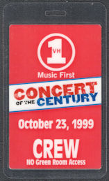 ##MUSICBP1332  - Concert of the Century OTTO Laminated Crew Pass from October 23, 1999