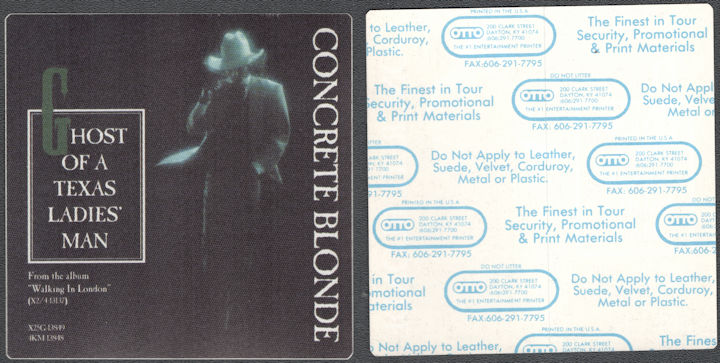 ##MUSICBP1471  - Concrete Blonde OTTO Cloth Backstage Pass from the 1992 Walking in London Tour