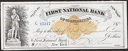 #UPaper021 - 1870s Checks from 1st National Bank of Cooperstown, NY